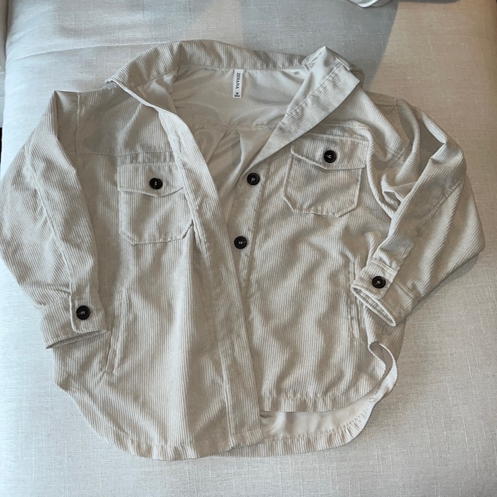 Zenana Beige Corduroy Shacket